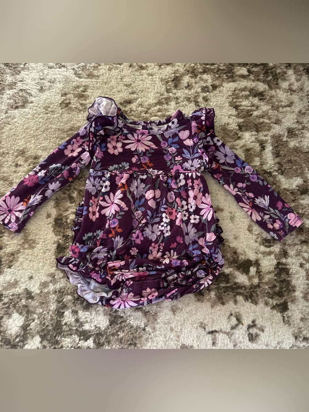 Little Sleepies Floral Romper in Purple and Pink